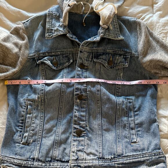 Free People Denim and Knit Hoodie Jacket Small - Picture 9 of 10